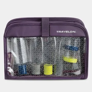 Travelon 3-1-1 Wet/Dry One Quart Clear Hanging Toiletry Bag with Bottles and Jars- $25