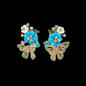 Turquoise Butterfly Bouquet Earrings