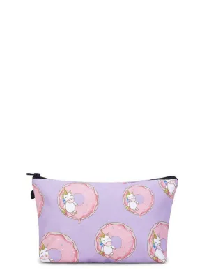 Unicorn & Doughnut Print Makeup Bag