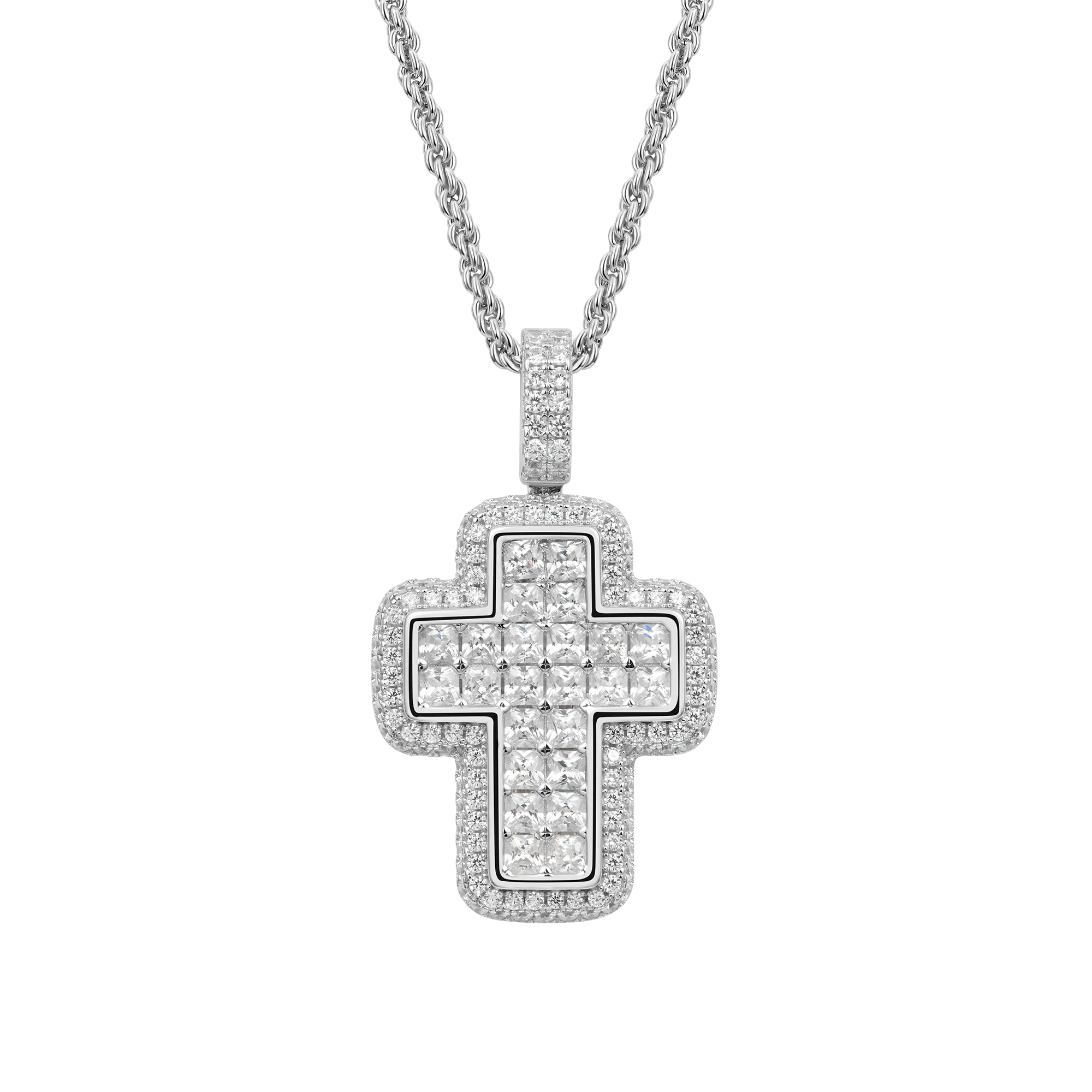 Women's Radiant Cut Cross Pendant