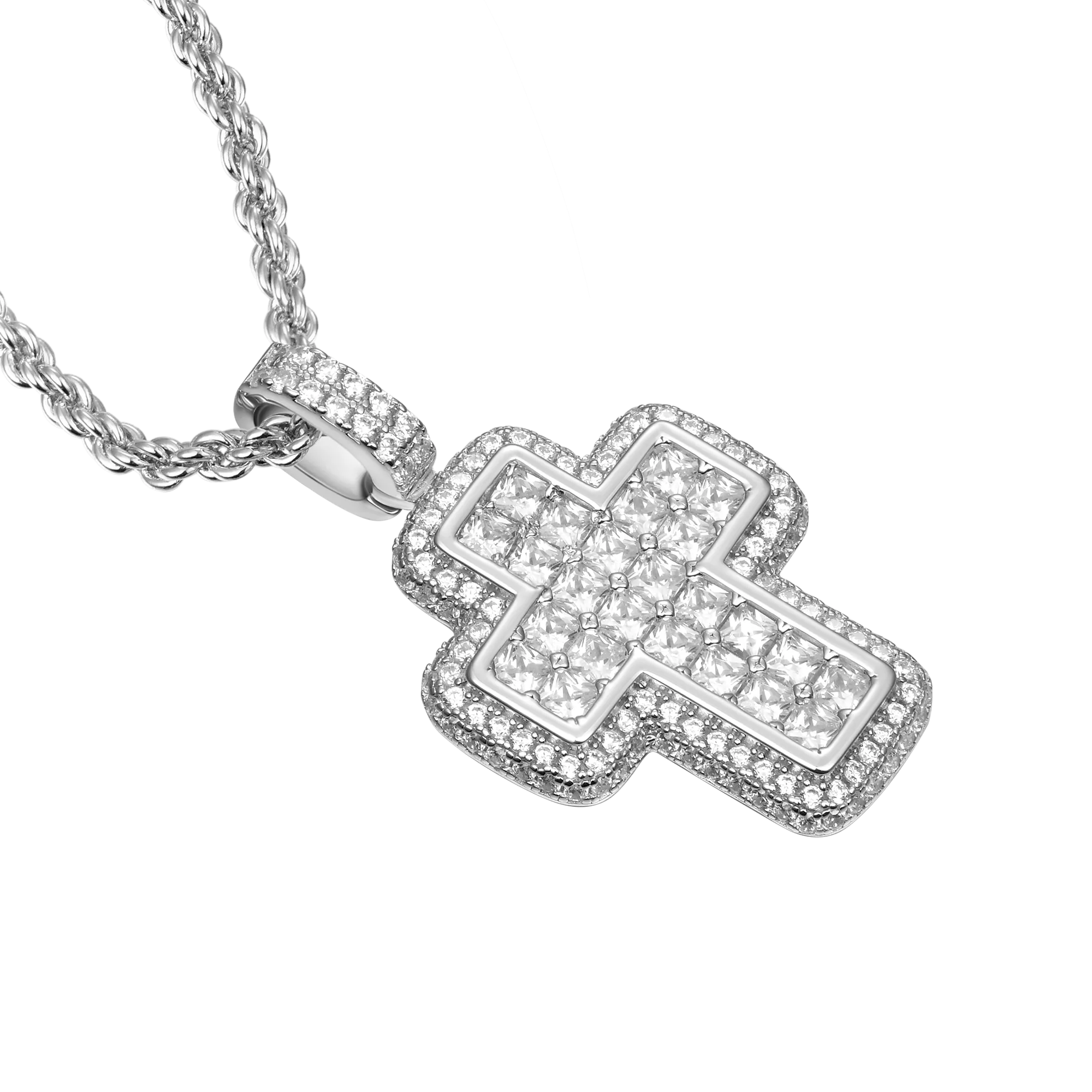 Women's Radiant Cut Cross Pendant