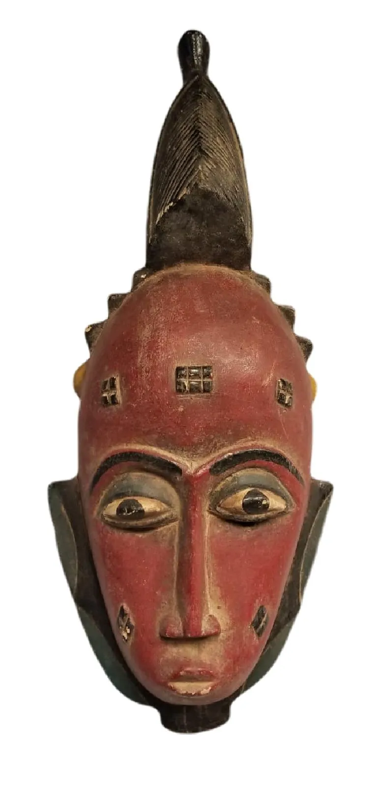 WOOD ART-Authentic Hand - Carved African Baule Wood Mask - 20"h x 10"w | Geri's Bluffing Boutique