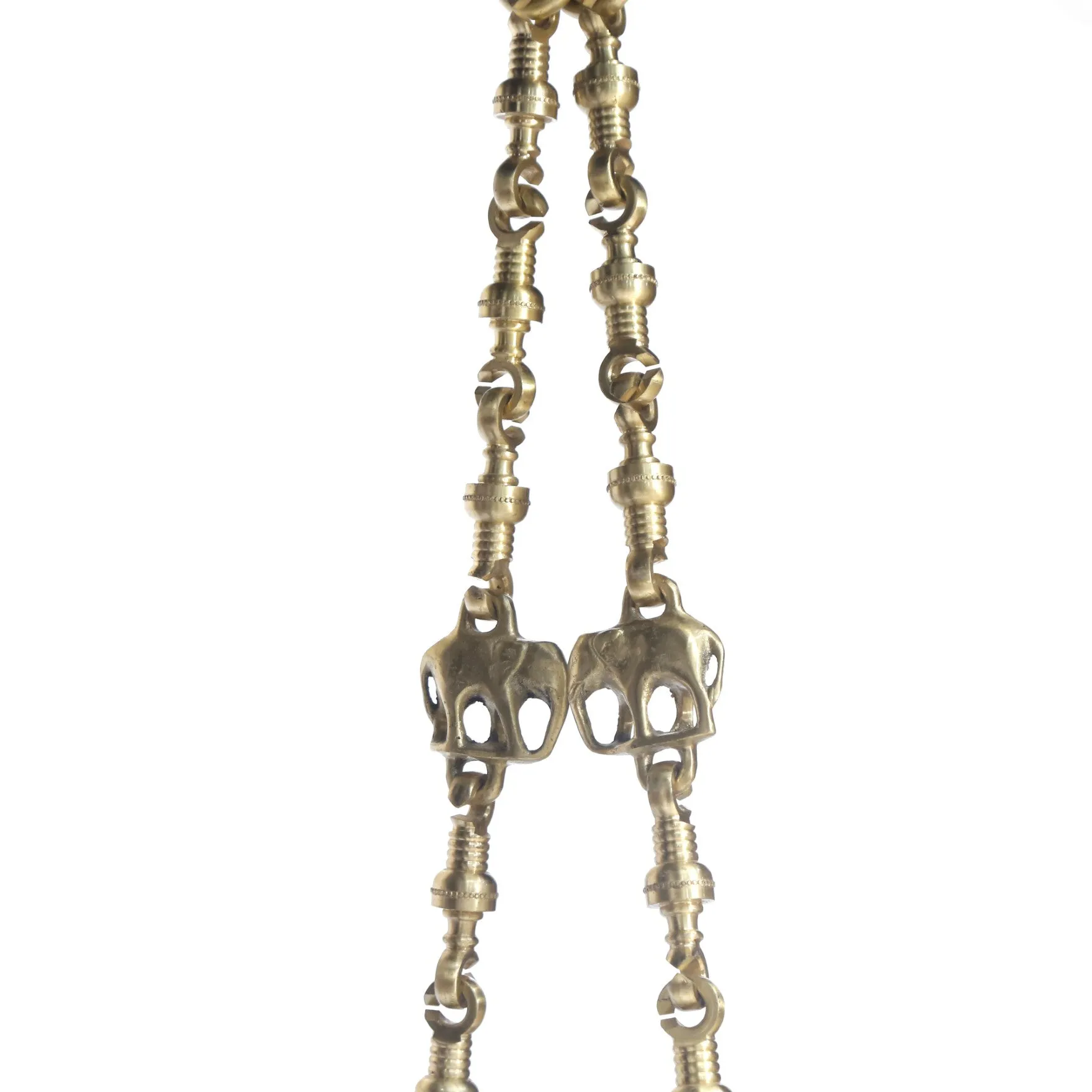 Wooden Brass Chain Royal Carved Elephants pillar Swing