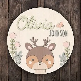 Woodland Deer Name Plaque